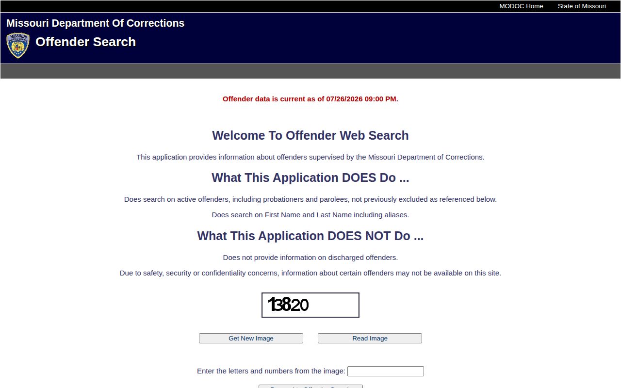 Adair County released inmate MODOC offender search