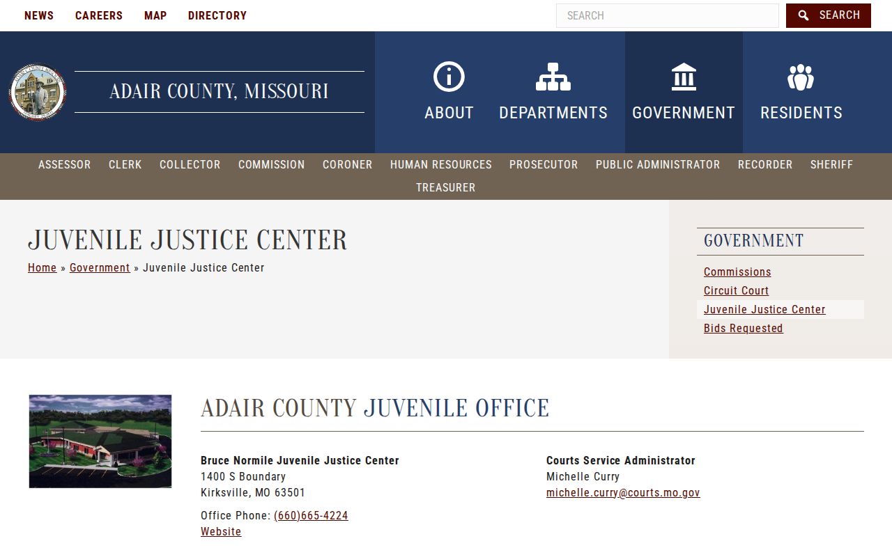 Official Adair County page for the Bruce Normile Juvenile Justice Center
